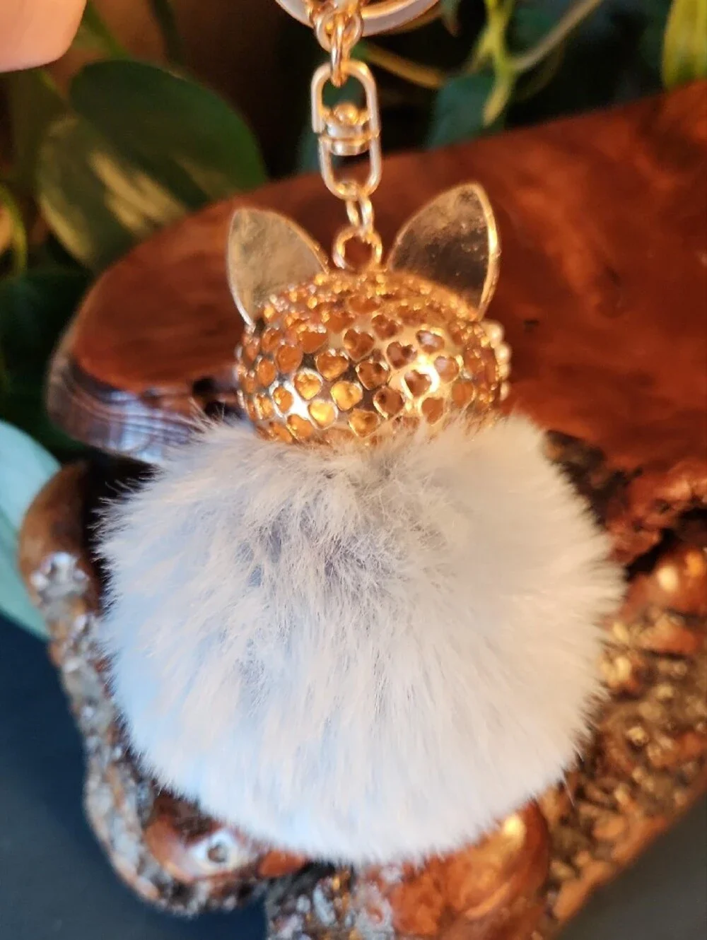 Blingy Blue Fox Pom Pom Keychain Bag Charm BRAND NEW